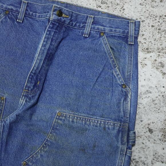 Vintage Carhartt B73 DST Faded Blue Jeans Denim Double Knee Carpenter Pant 33x34 - Picture 10 of 16